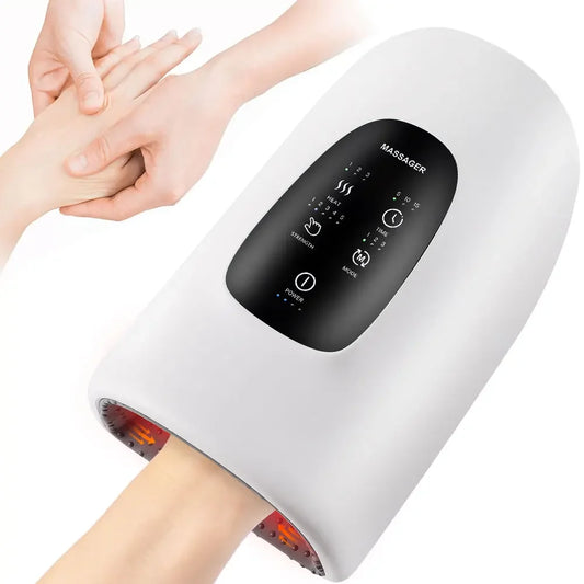 Electric hand massager device with digital control panel and heat function on a hand