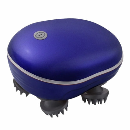 Compact electric scalp massager with soft silicone bristles and a blue ergonomic body