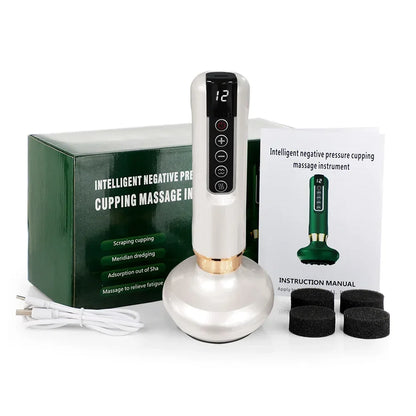 Intelligent negative pressure cupping massage device with digital display, packaging, manual, and accessories